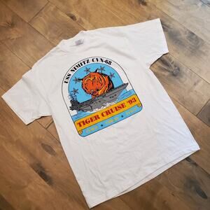 VTG NWOT 1993 USS Nimitz CVN-68 Tiger Cruise Shirt Large L White